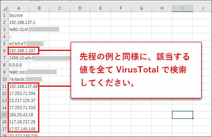 残りのCSVの値も全て一つずつVirusTotalで検索