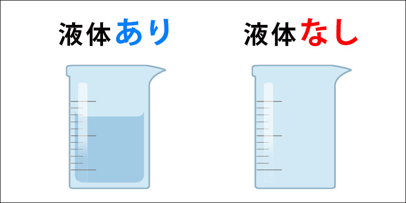 液体あり／なしのイメージ画像